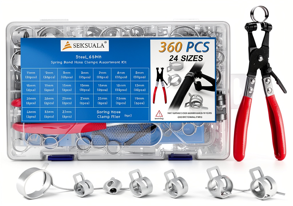 SEKSUALA Spring Hose Clamps 360pcs 5-34mm Steel_65Mn assortment kit
