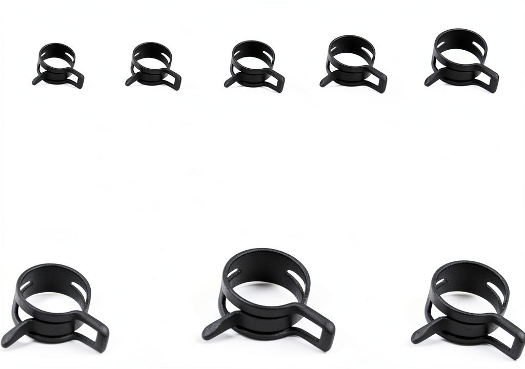 Installing WEAXIO Spring Hose Clamps Steel Kit Automotive Industrial on a wooden workbench