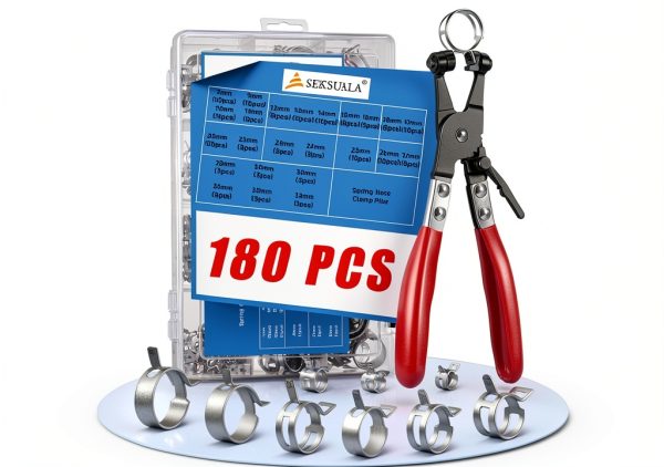 SEKSUALA Spring Hose Clamps 180pcs Grey-0
