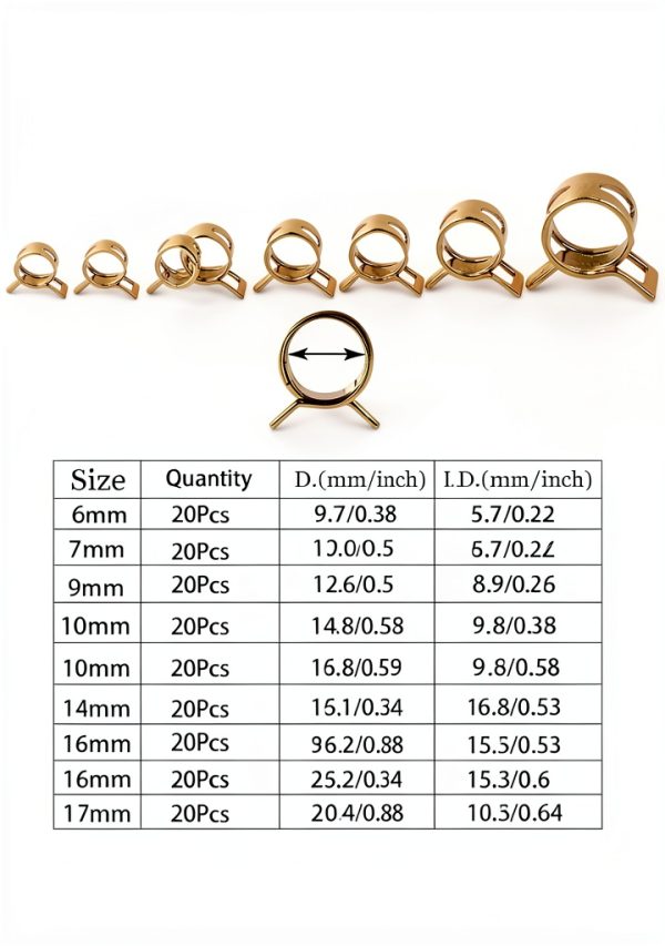 YNEGSDE Spring Hose Clamps 65Mn Steel 8 Sizes 160pcs Kit-1