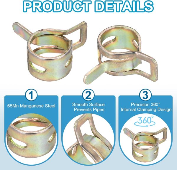 PATIKIL Spring Hose Clamps Zinc Plated 65Mn Steel Leak Proof-2