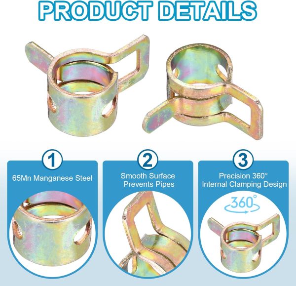 PATIKIL Spring Hose Clamps Zinc Plated 65Mn Steel Leak Proof-2