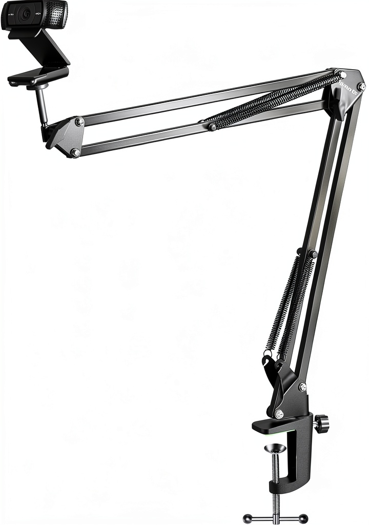 Neewer webcam mount on a wooden desk
