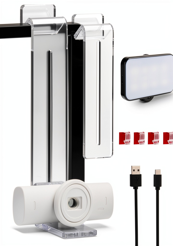 Installing Transparent Acrylic Webcam Mount by TOCCOOL for Logitech on a wooden desk