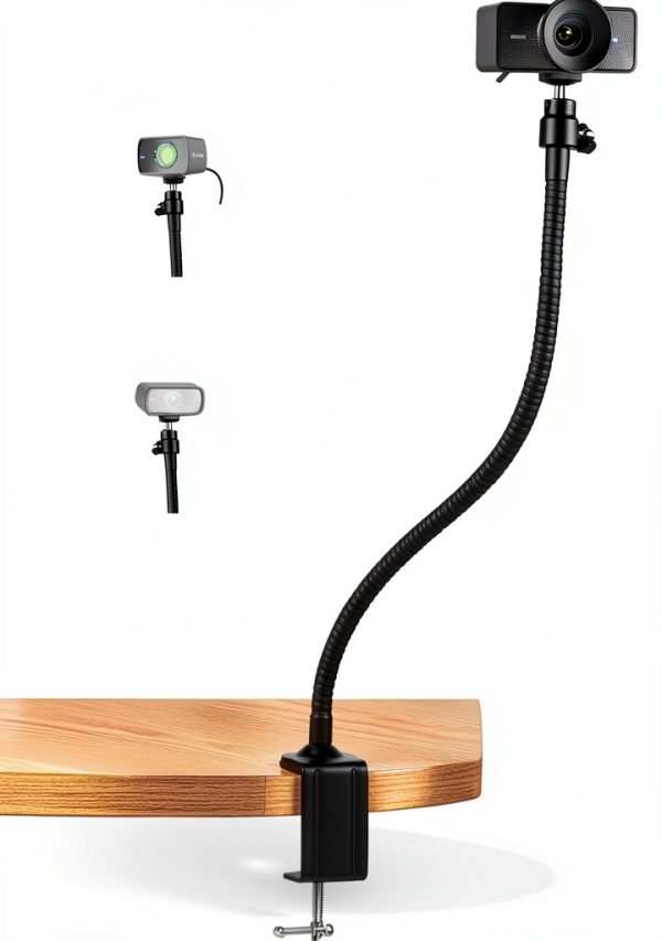 Acetaken Adjustable Webcam Stand Foldable Ball‑Head Mount Black-0