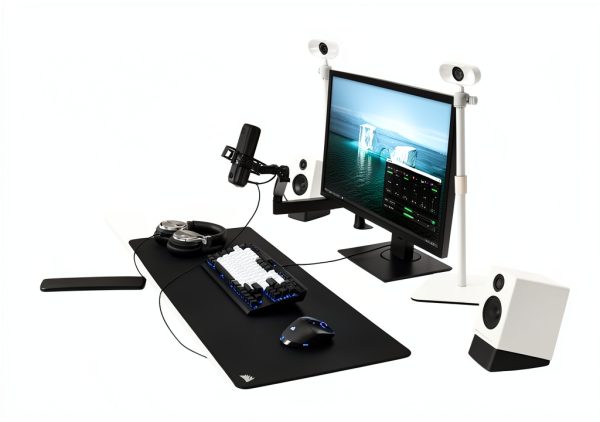 AceTaken White Webcam Stand Adjustable 17in-7