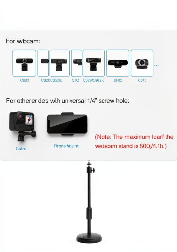 Khazylorr 18‑inch Adjustable Webcam Stand with 360° Ball Head-5