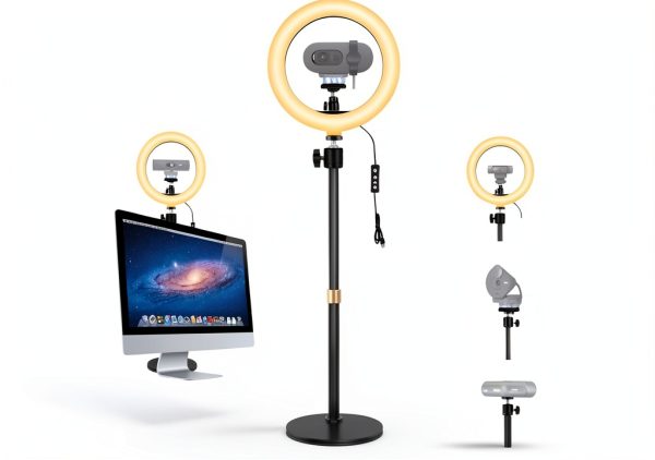 Acetaken Webcam Stand with 10" Ring Light and Magnetic Mount-0