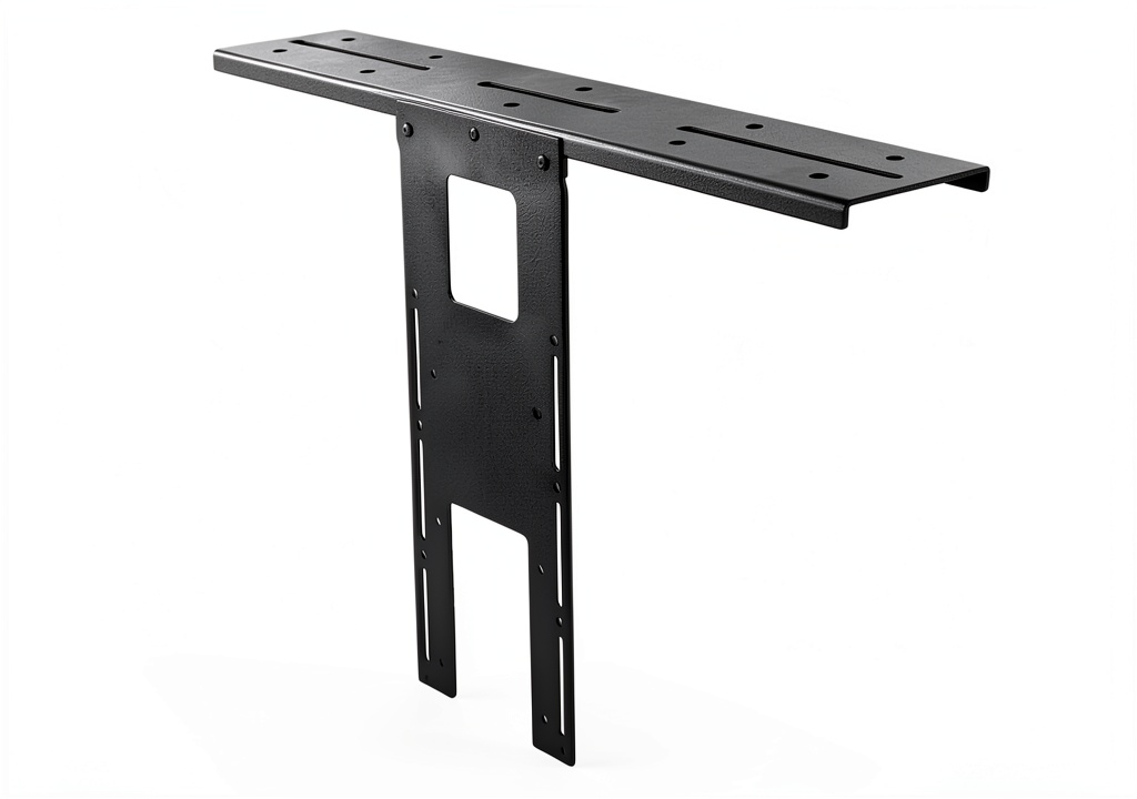 Installing Webcam Mount IFCASE Black Monitor Shelf VESA Compatible Design on a wooden desk