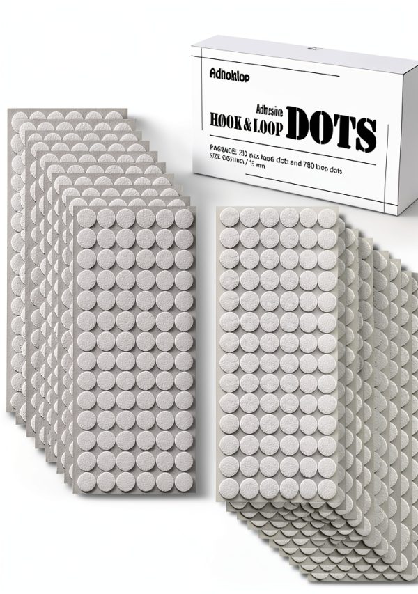 1560 Pcs Hook and Loop Dots Adhesive Nylon 0.59 Inch White by Adhoklop-0