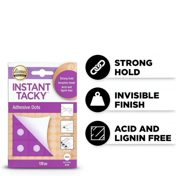 Aleene's Instant Tacky Adhesive Dots, Acid Free Glue Dots, Strong Hold, 3/8" Dots, 120 Pieces-2
