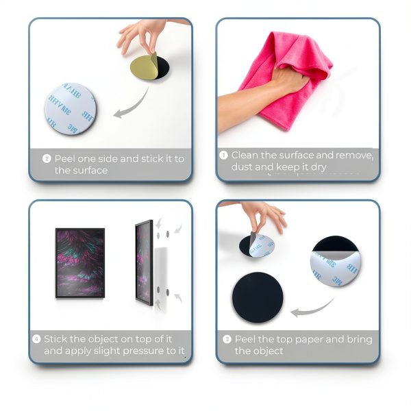 Adhesive Double-Sided Circle Dots 12-Pack eQualle 3M Foam 1.38"-2