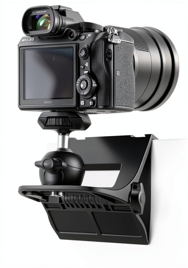 RAUBAY 【CM01】 Monitor Top Camera Mount Clamp, Hanging Webcam Stand with 1/4" Screw, Suitable for Flat-Screen Monitors, for Live Stream, Video Conferencing, YouTube, TikTok, etc.-0