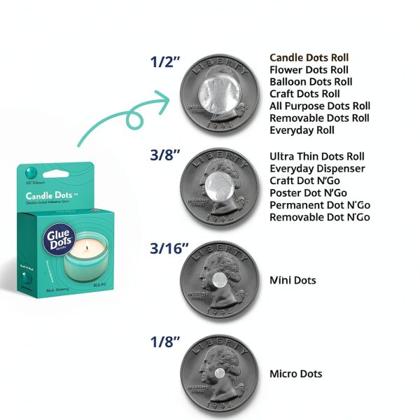 Glue Dots Double‑Sided Permanent Adhesive Dots 1/2" 3‑Pack 900 Dots-3