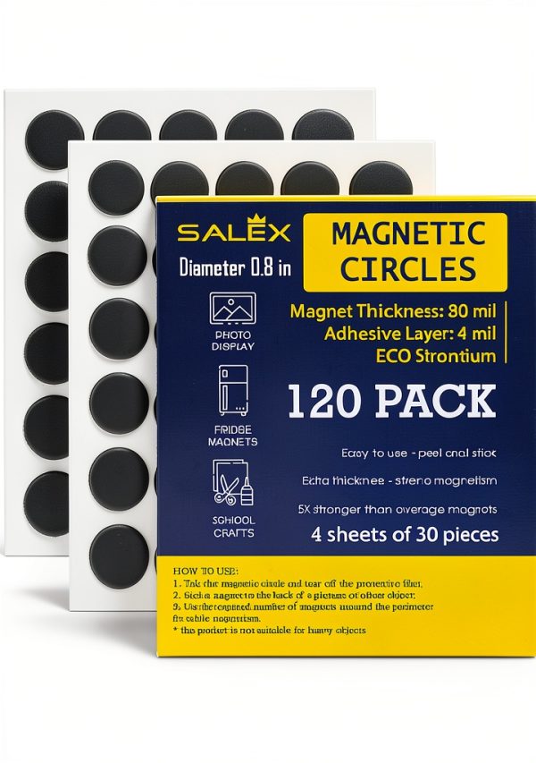 Small Magnets SALEX 0.8 Inch Adhesive Dots Pack of 120 for Crafts-0