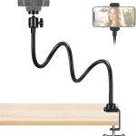 InnoGear Webcam Stand with Phone Mount, Desk Camera Arm Stands Gooseneck for Logitech Webcam BRIO 4K C960 C920 C920S C922 C922x C925e C930 C930e C615 NexiGo N60, Right Light, Gopro with 1/4" Thread-0
