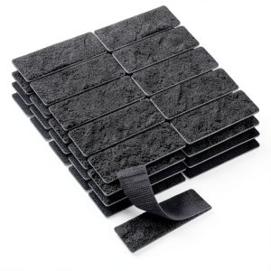 KING MOUNTAIN 1x3 Inch Hook and Loop Strips, 20 Sets Nylon Self Adhesive Tape, Double Sided Strong Back Adhesive Tape and Dots for Office, Home and Crafting, Heavy Duty, Black-0