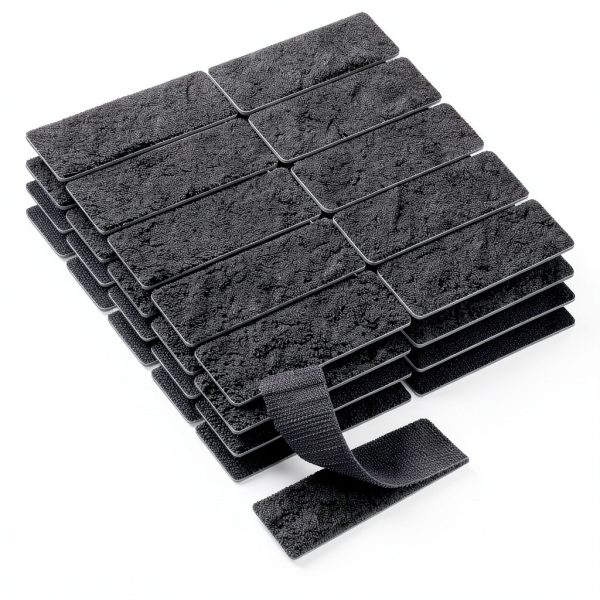 KING MOUNTAIN 1x3 Inch Hook and Loop Strips, 20 Sets Nylon Self Adhesive Tape, Double Sided Strong Back Adhesive Tape and Dots for Office, Home and Crafting, Heavy Duty, Black-0
