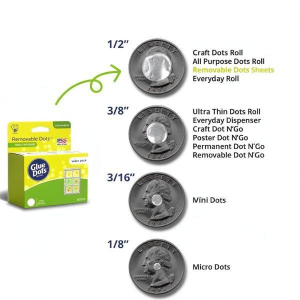 Glue Dots Double‑Sided Removable Adhesive Dots 1/2" 600‑Count Pack-4