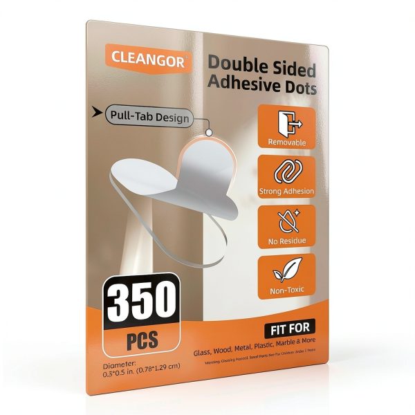 350Pcs Double Sided Adhesive Dots Removable, Clear Ballon Sticky Adhesive Tape Dots, No Trace Sticky Tack Putty for Poster, Hanging Pictures, Crafts, Christmas Decor, Museum, 0.3'' x 0.5''-0