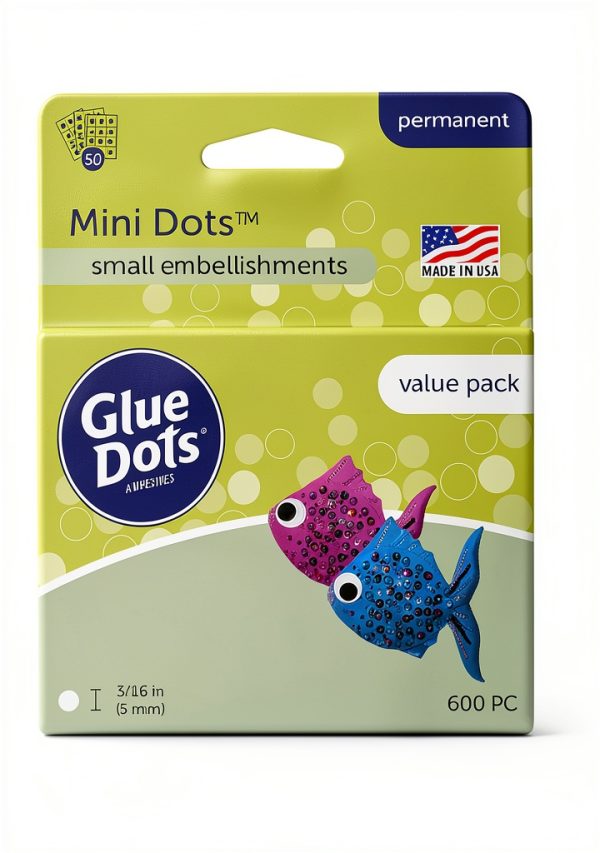 Glue Dots, Mini Dots Value Pack, Double-Sided, 3/16", 600 Dots, DIY Craft Glue Tape, Sticky Adhesive Glue Points, Liquid Hot Glue Alternative, Clear-0