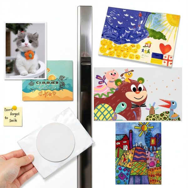 Flexible Magnetic Dot FINEZAHS 18pcs Round Adhesive 60mm White-6