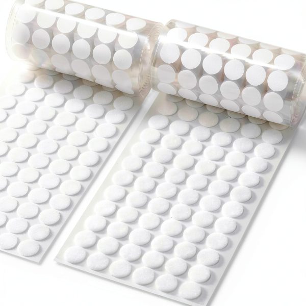 1000 Pcs (500 Pairs) 0.59inch Diameter Hook and Loop Fastener Self Adhesive Round Circle Sticky Sticker Dots for Arts and Crafts School Classroom Home and Office Use, White-0