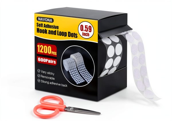 1200Pcs 0.59'' Self Adhesive Dots,Hook and Loop Dots,Nylon Sticky Back Coins,Diameter Strong Self Adhesive Coins for Classroom,Office,Home,DIY-0