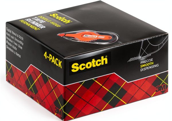 Scotch Adhesive Dot Roller Value Pack 0.31in x 49ft 4-Pack for Office-4