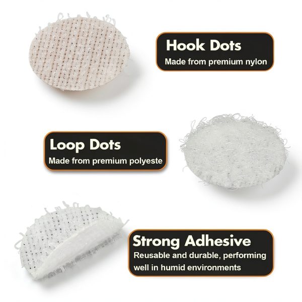 Hook and Loop Dots 1200pcs White Self Adhesive Nylon by Rindion-2